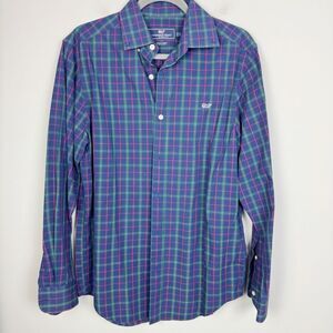 VINEYARD VINES | Navy Blue Plaid The Whale Shirt Button Down Men’s Size Small